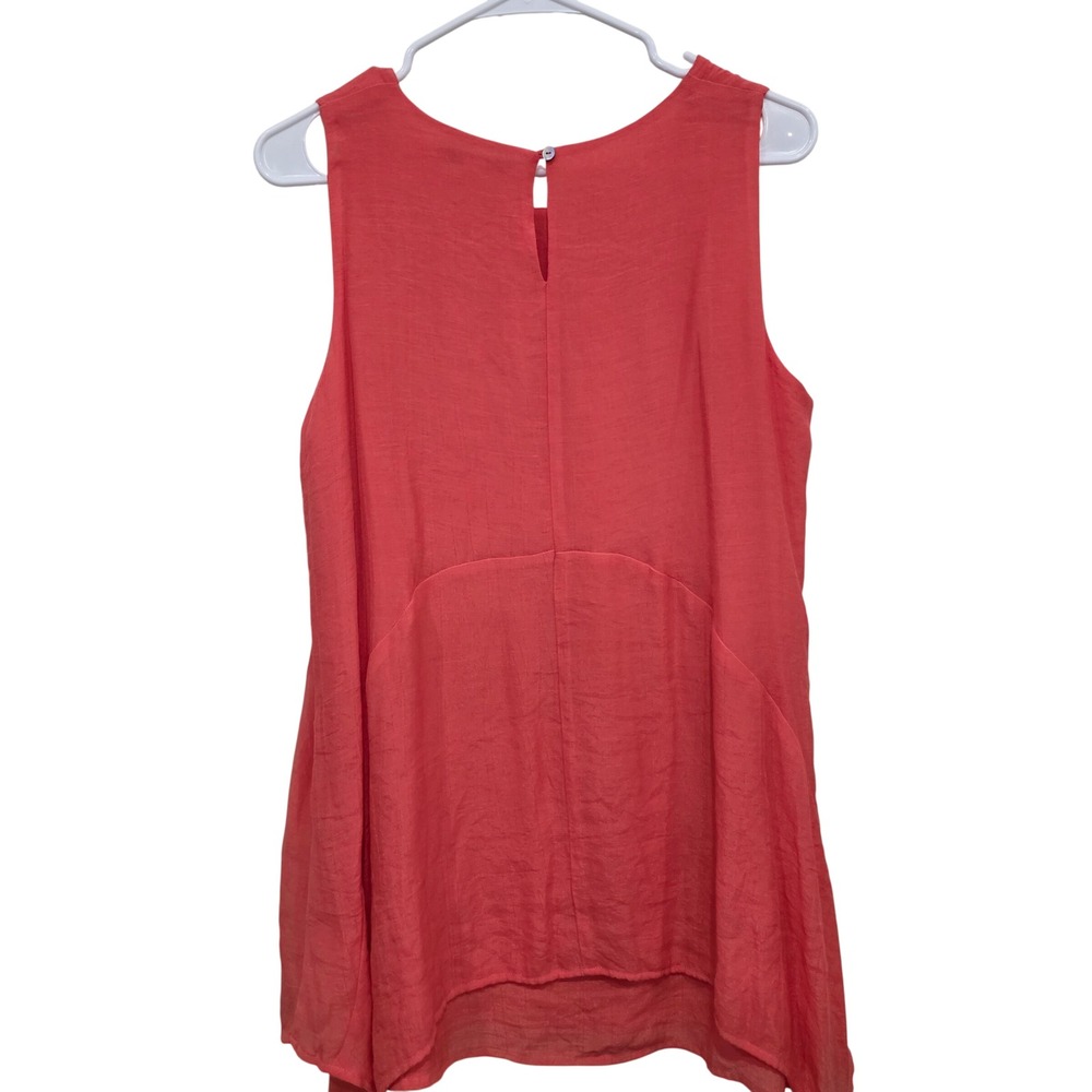 Fever Womens Sleeveless Layered Sharkbite Hem Tunic Top Deep Sea Coral M NEW